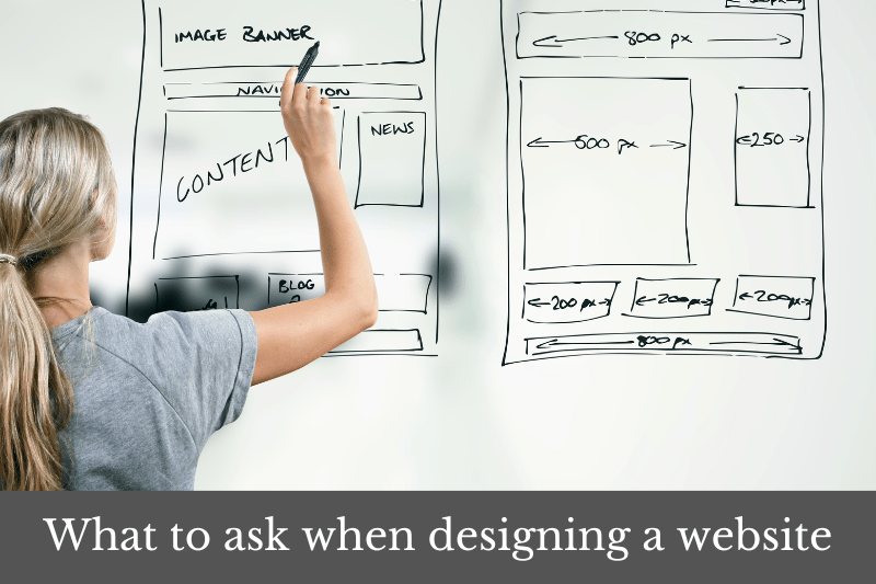 Featured image for an article about what to ask when designing a website.